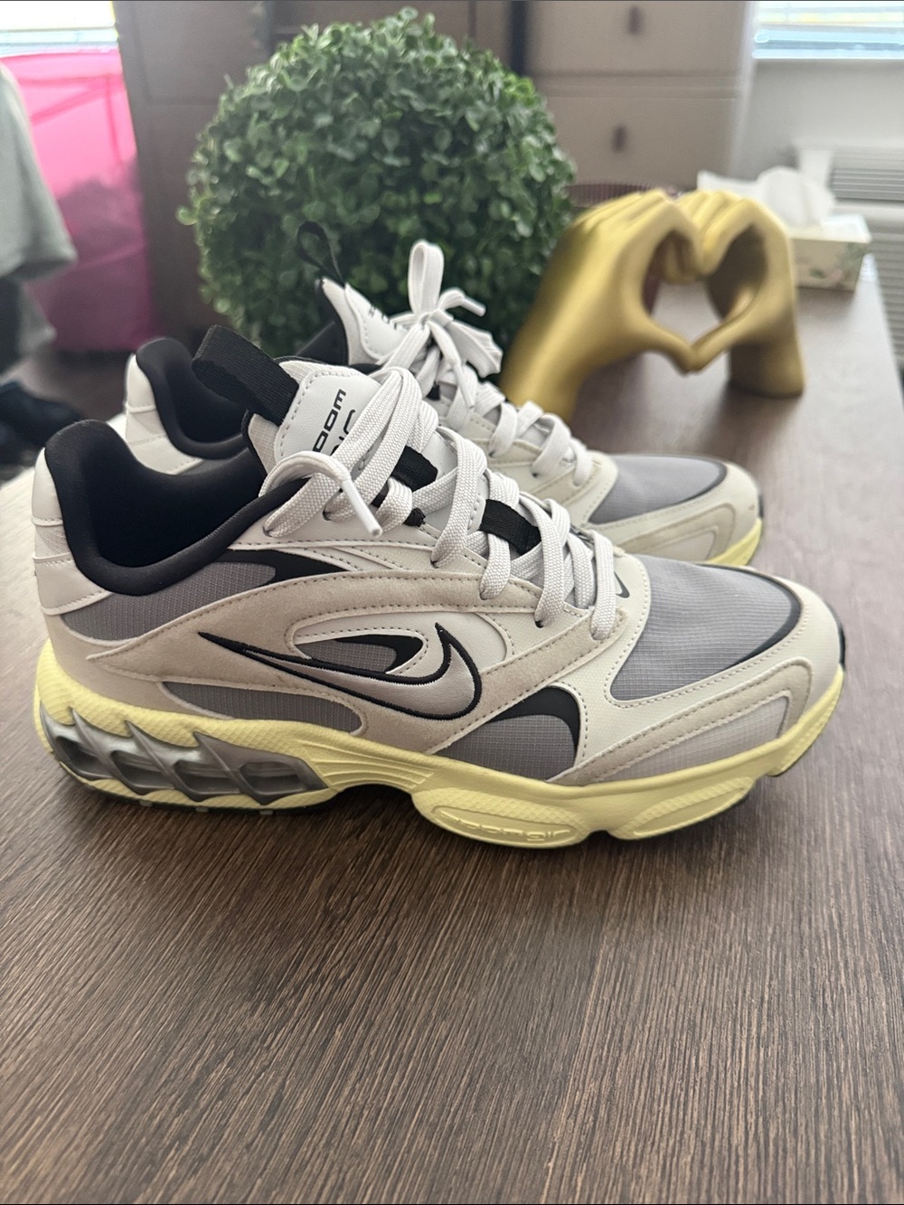 Nike White Gray Sneakers with Yellow Accents